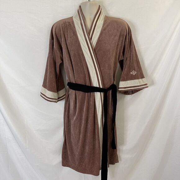 VTG Christian Dior Lounge Wear Velvet Robe Velour Long Embroidered SMALL - Picture 2 of 7